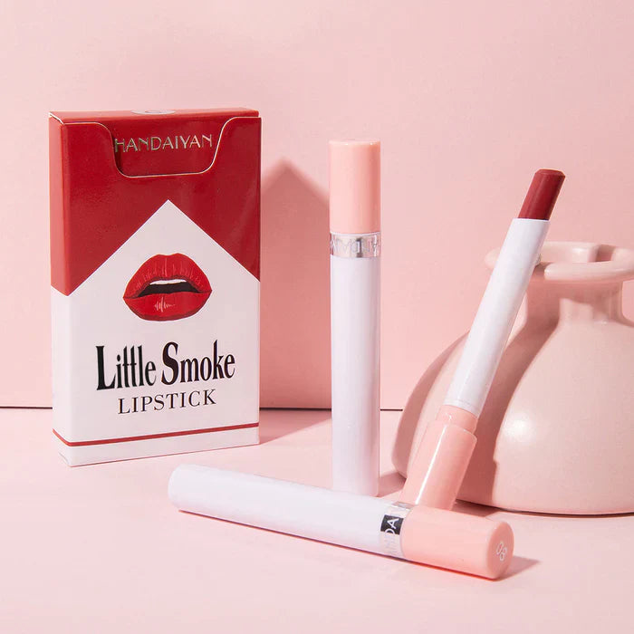 4 Piezas Lápiz labial hidratante mate de terciopelo resistente al agua de larga duración con forma de cigarrillo