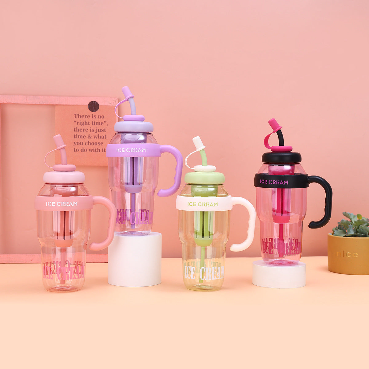 Taza de Plástico Económica-1300ML Nueva Taza Portátil de Gran Capacidad Con Asa
