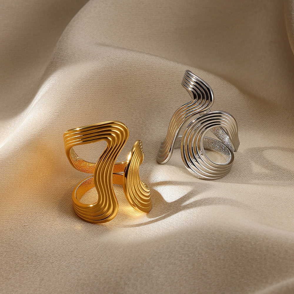 Anillos abiertos de acero inoxidable Holybook – diseño geométrico y moderno, 10 estilos
