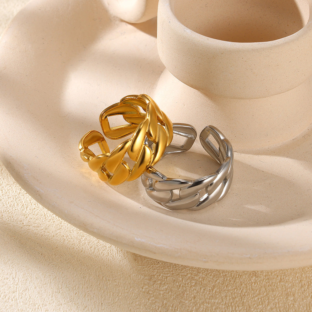 Anillos abiertos de acero inoxidable Holybook – diseño geométrico y moderno, 10 estilos