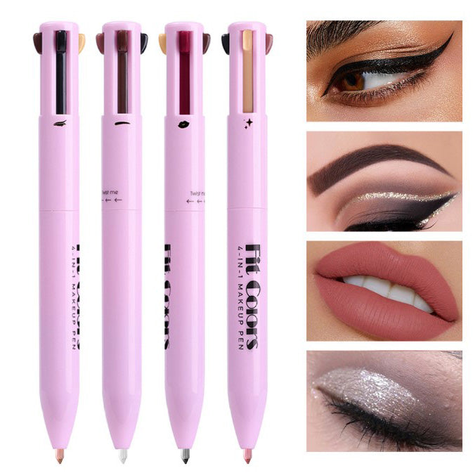 modelo usando bolígrafo de maquillaje 4 en 1 para delinear cejas con precisión natural