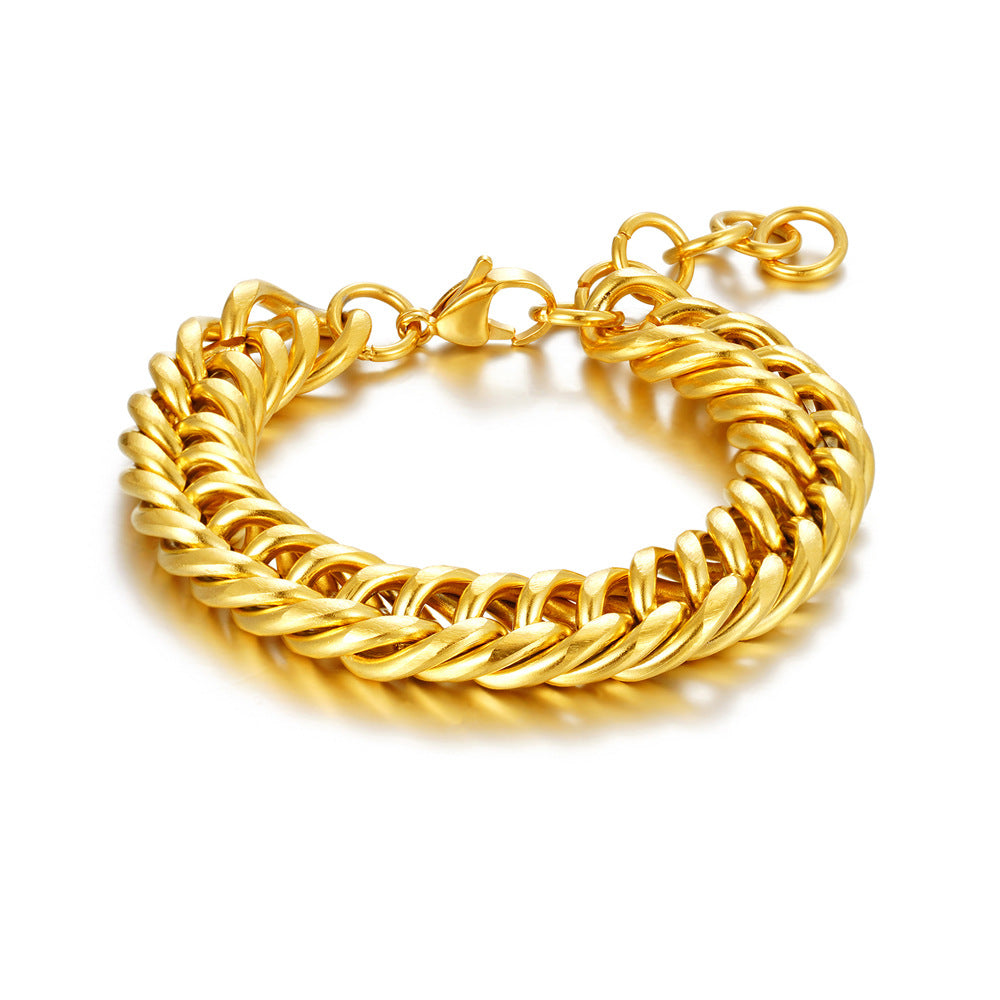Pulsera de acero inoxidable hombre dorada – joyería urbana Holybook con estilo