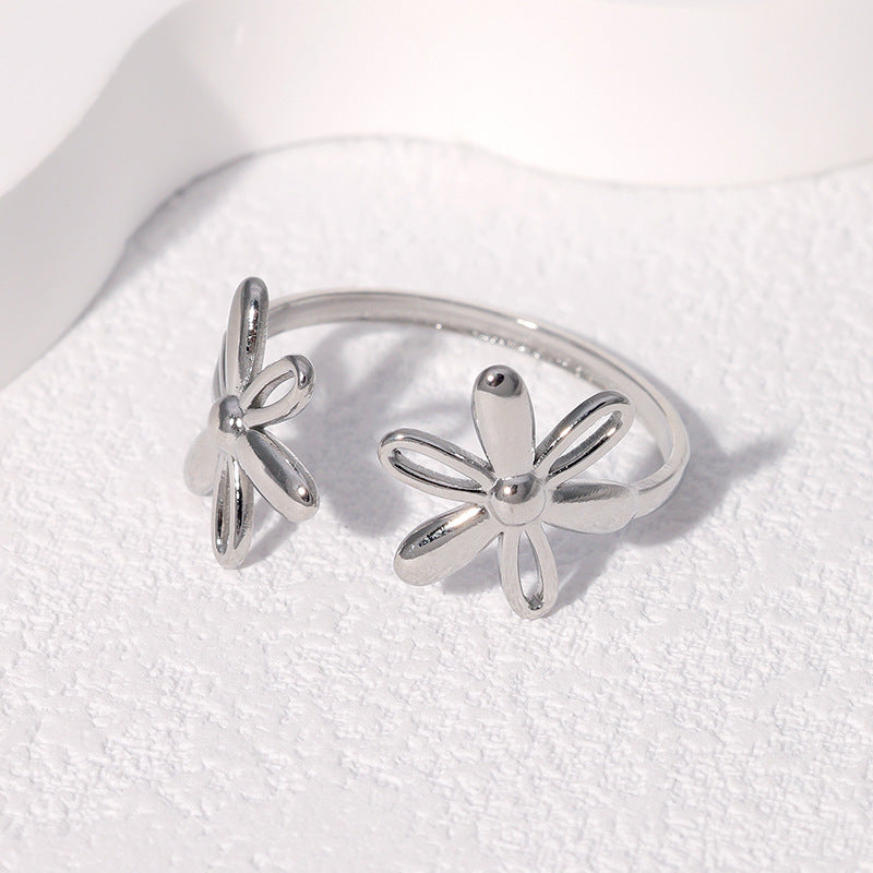 Anillo dulce y romántico para mujer – acero inoxidable, estilo floral Holybook