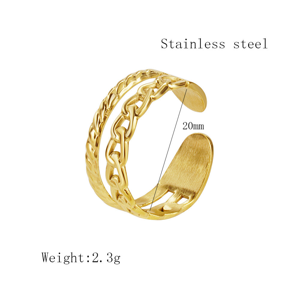 Anillo dorado trenzado de acero titanio – diseño abierto y elegante Holybook