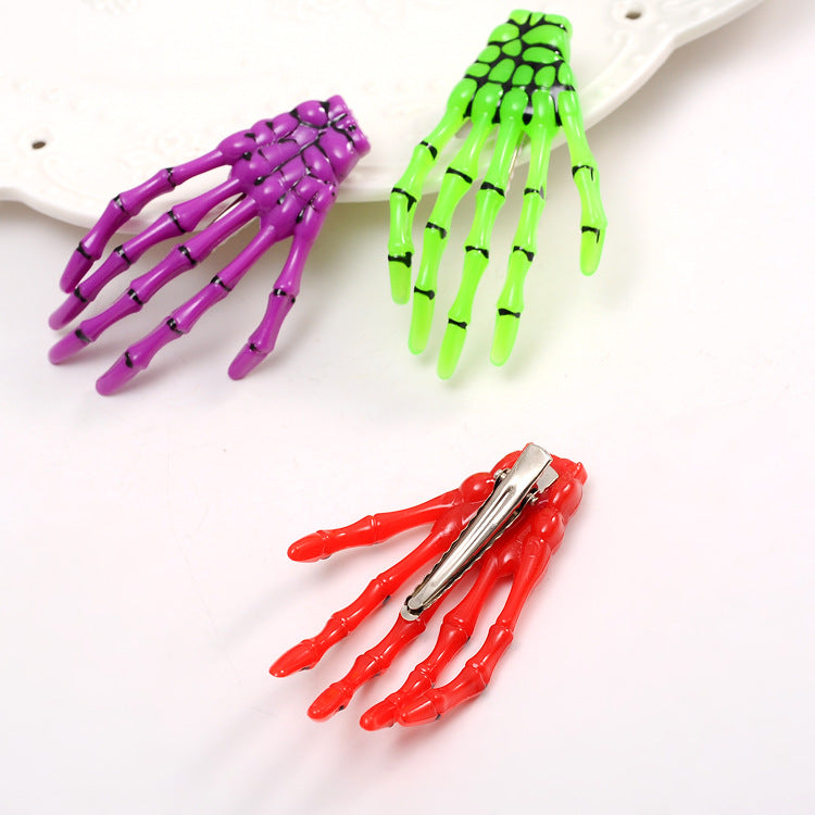Pinza de Cabello Mano de Esqueleto Holybook – Accesorio Fluorescente para Halloween