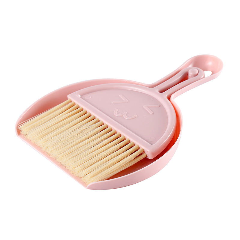 Mini escoba rosa Holybook con recogedor – ideal para tocador, polvo y migajas