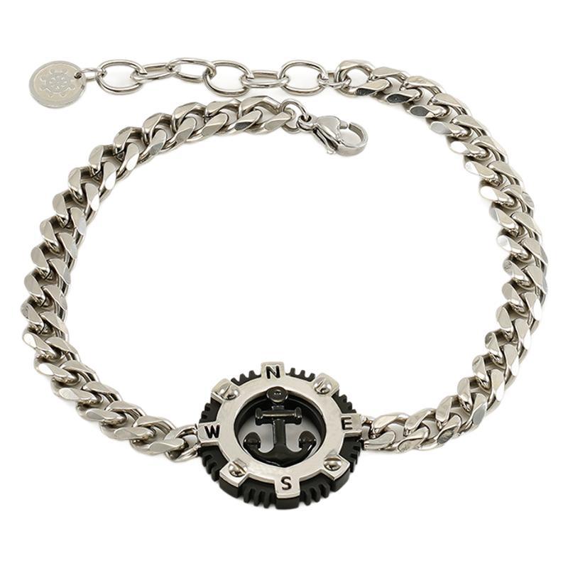 Pulsera de acero inoxidable con ancla y medalla Holybook – estilo hip hop urbano unisex