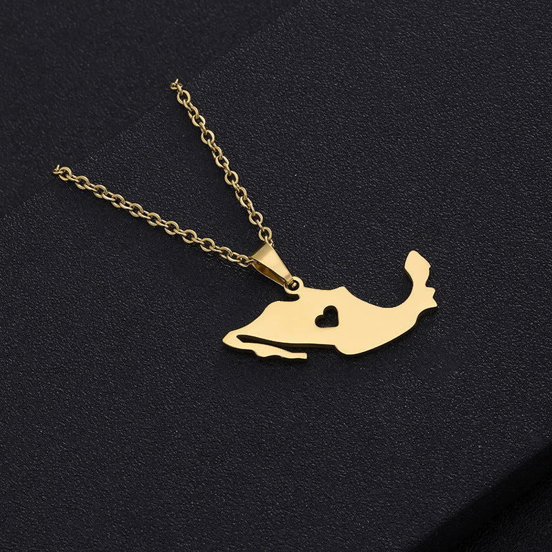 Collar México con Colgante de Mapa Nacional – Diseño Moderno en Acero Inoxidable(Mayoreo)