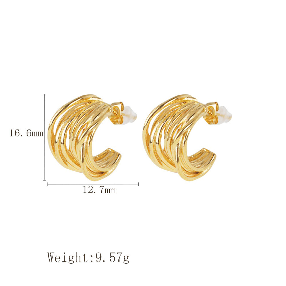 Aretes Holybook C-Shape – Elegancia en Cada Curva(Mayoreo)