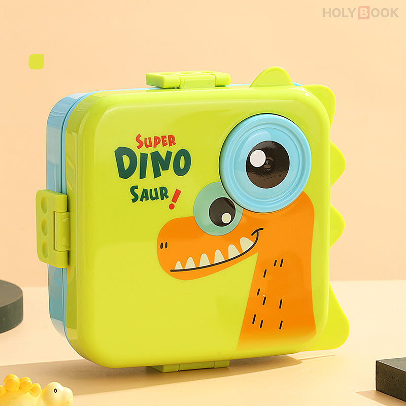 1600ML Fiambrera Infantil Cuadrada De Doble Compartimento Con Cuchara, Calentable (Personalizado)