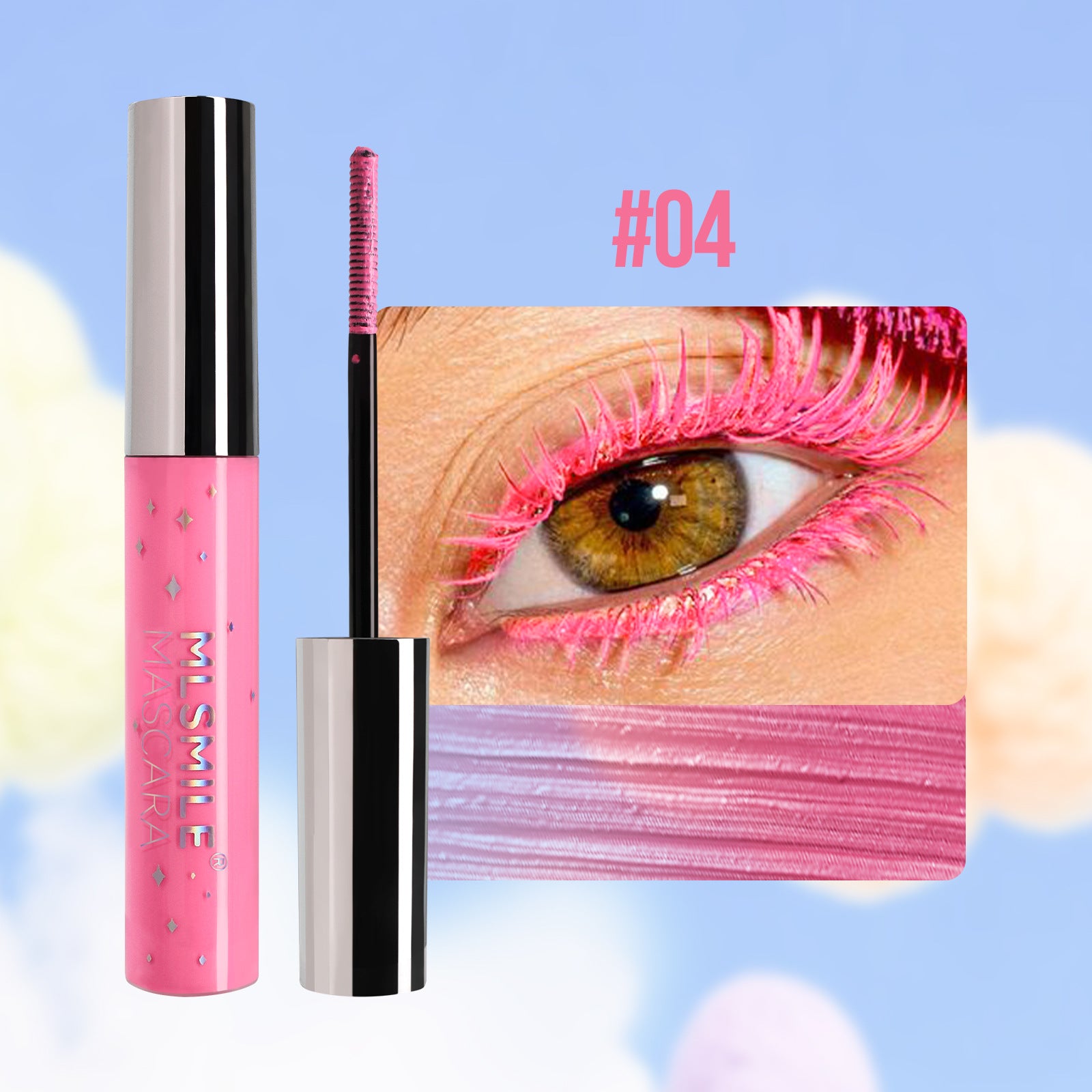 Rímel rosa Holybook – maquillaje artístico con máscara de pestañas brillante