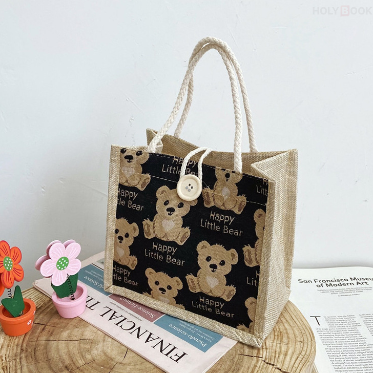 Bolsa de Almuerzo Linda Bolso de Mano de Algodón y Lino(Mayoreo)