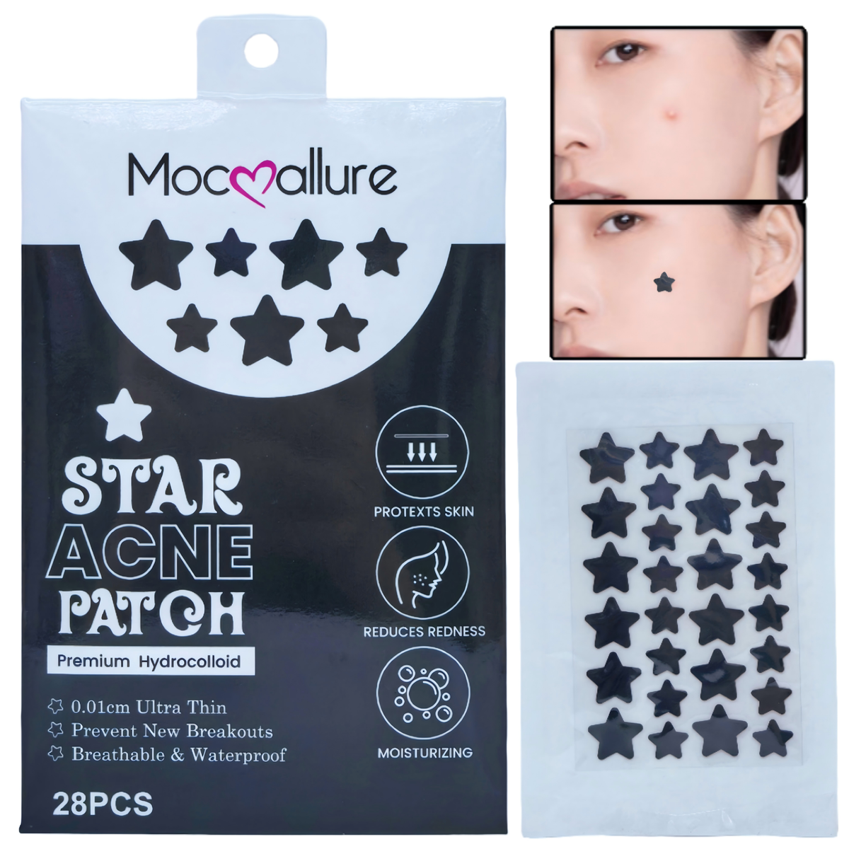 Parches para Acné en Forma de Estrella Negra – 28 Unidades Divertidas y Efectivas