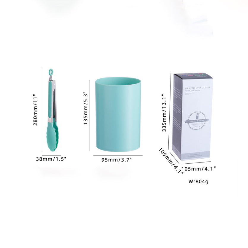 Set de Utensilios de Cocina 12 Piezas – Silicona Antiadherente con Mango de Madera | Holybook México(Mayoreo)