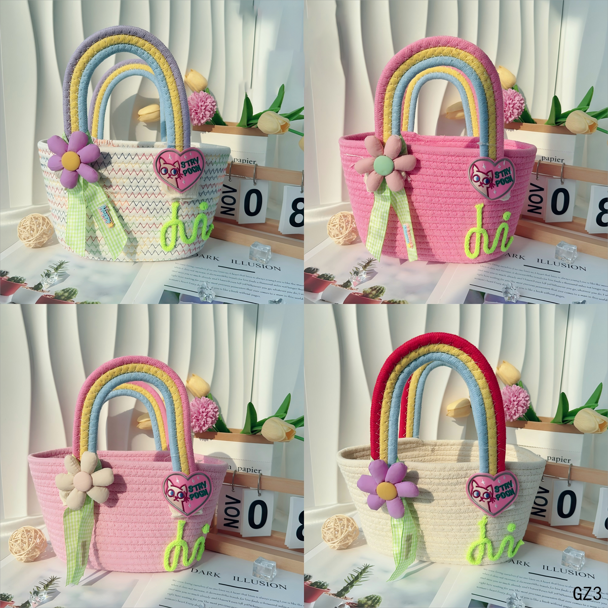 Bolsa de Mano Arcoíris Tipo Nube | Tejida a Mano | Ideal para Playa y Vacaciones