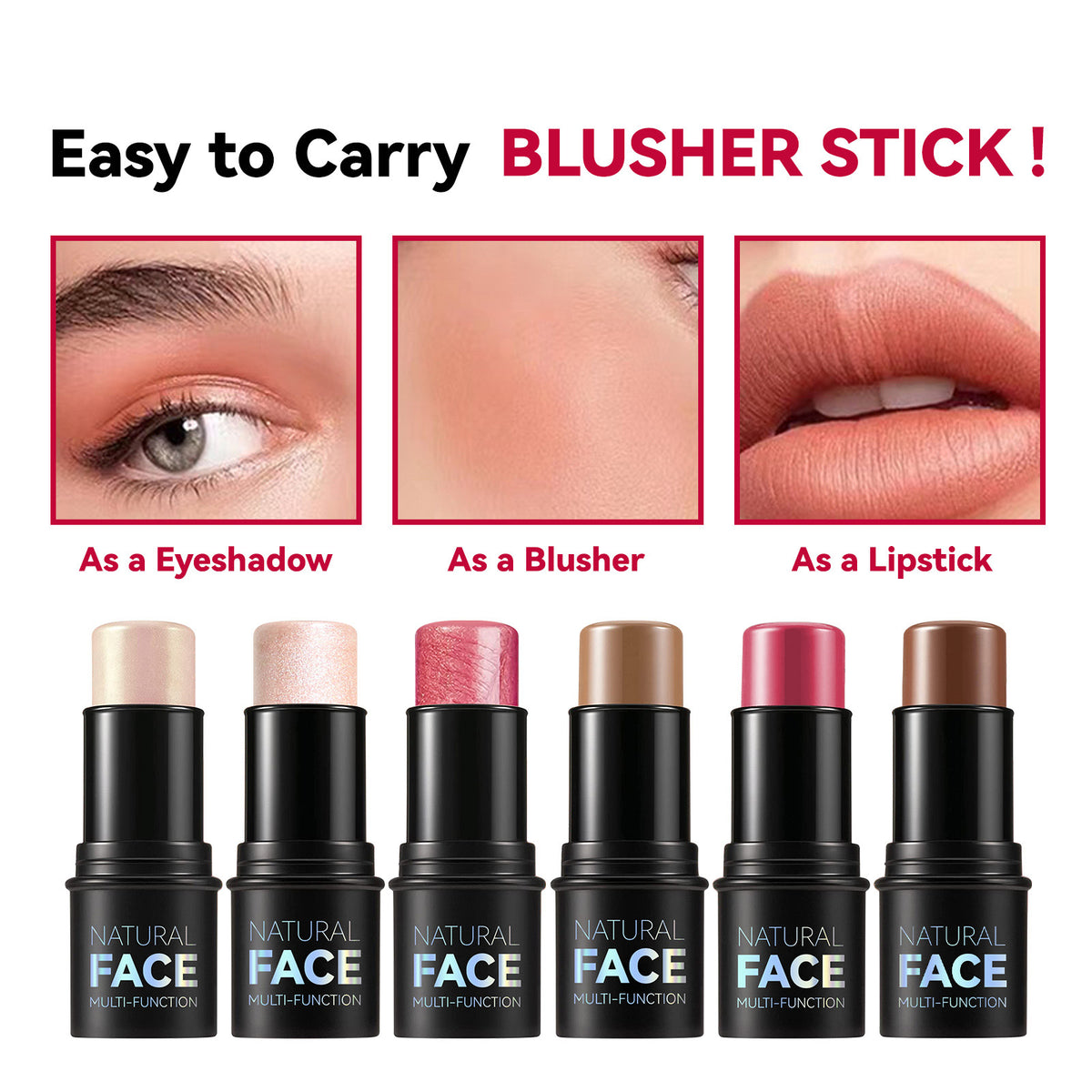 rubor coral en barra para maquillaje de verano;labial en barra tono rojo clásico para labios intensos