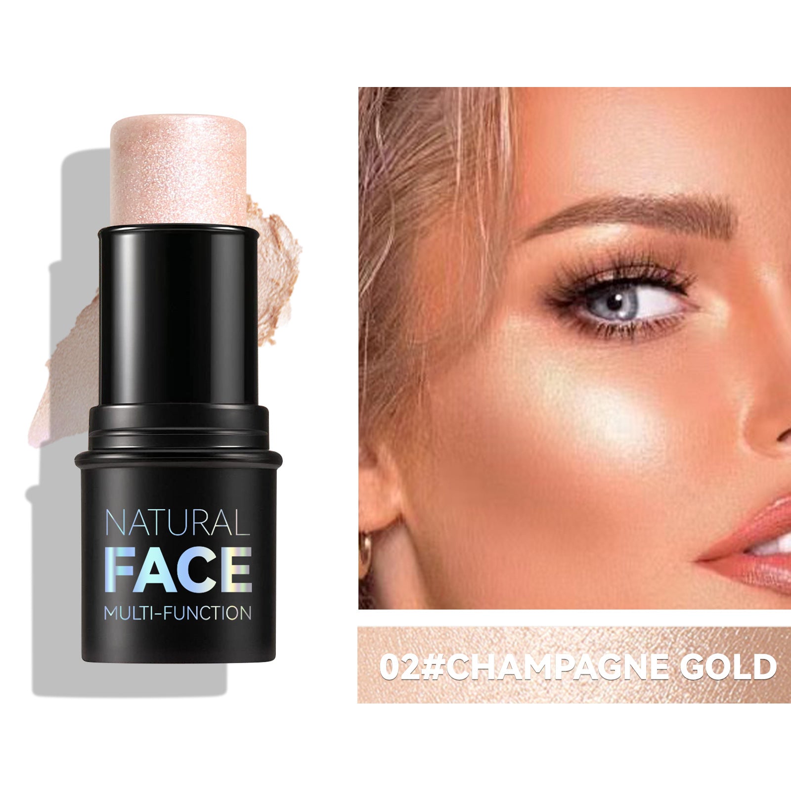 barra iluminadora dorada con brillo sutil para piel morena