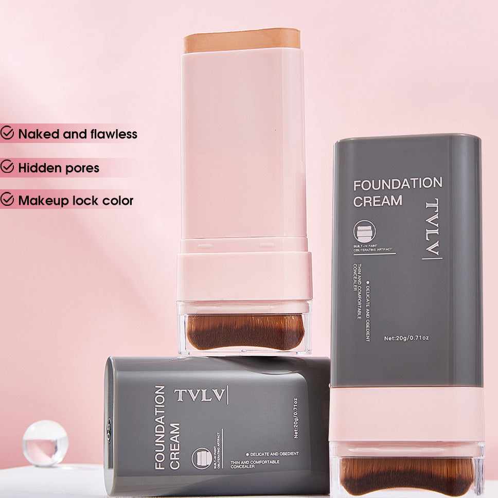 Base en barra con brocha – Corrector y maquillaje 2 en 1 – Larga duración, resistente al agua – 5 tonos(Mayoreo)