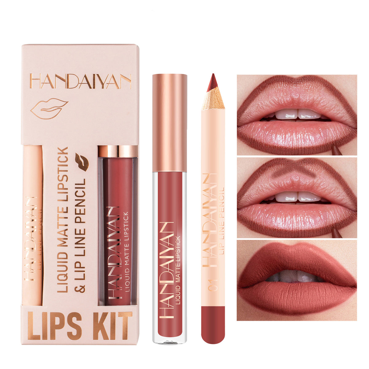 Set de 2 Piezas Holybook | Delineador de Labios + Labial Líquido Mate | 12 Colores Intensos