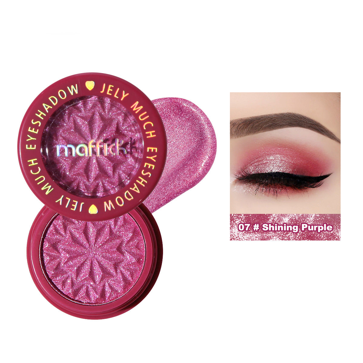 sombra de ojos púrpura con partículas brillantes