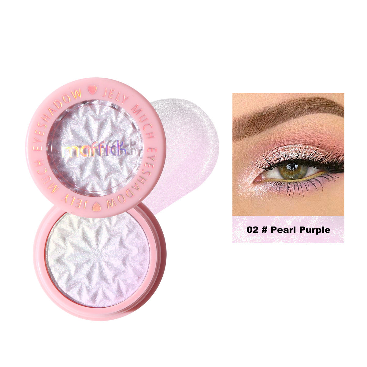 sombra lila clara con brillo perlado para maquillaje romántico