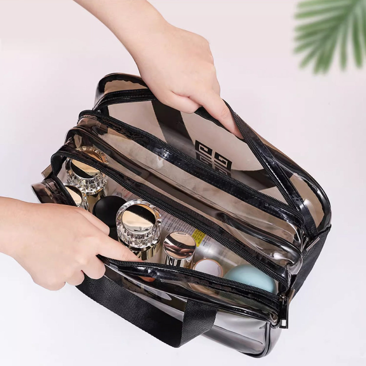 Bolsa de aseo Holybook color negro – organizador cosmético con cierre seguro