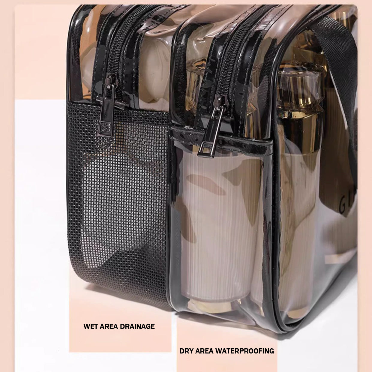 Detalle del material impermeable del neceser Holybook – resistente y fácil de limpiar