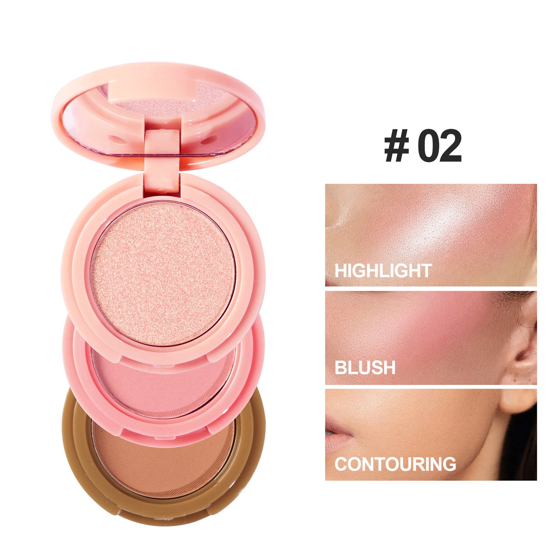 Paletas de Contorno 3 en 1 – Contorno, Iluminador y Rubor en un Solo Producto(Mayoreo)