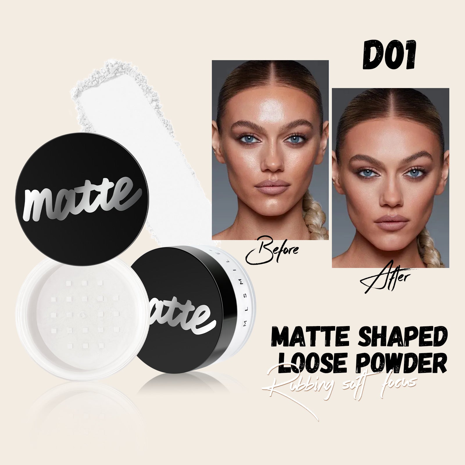 Polvo Fijador Holybook Waterproof – Mate y con Brillo | 4 tonos para piel grasa y mixta(Mayoreo)