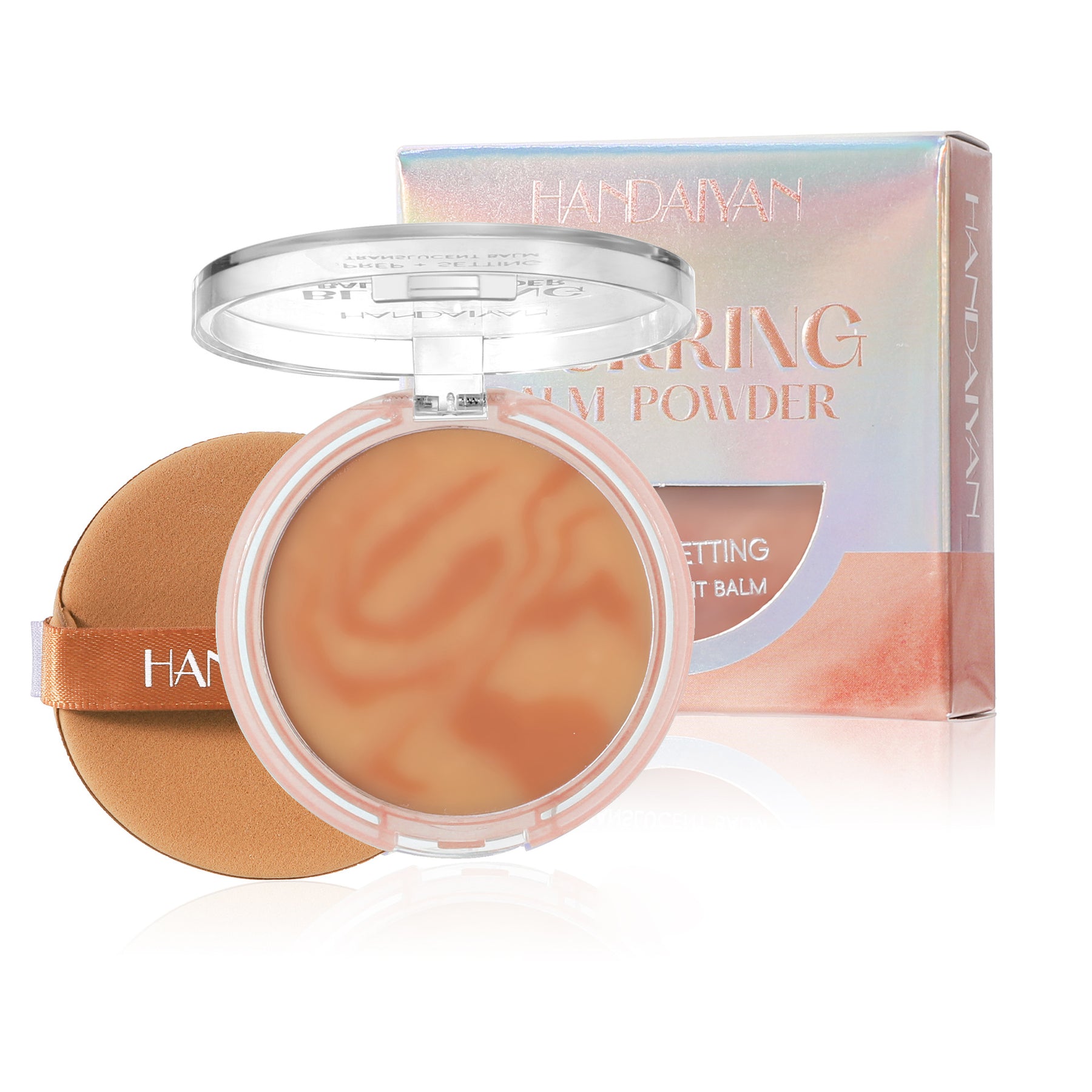 maquillaje compacto tono universal en estuche naranja