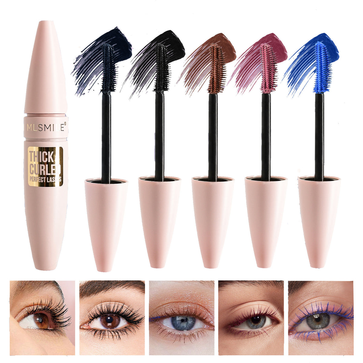 empaque cilíndrico del rímel Holybook con etiqueta del color