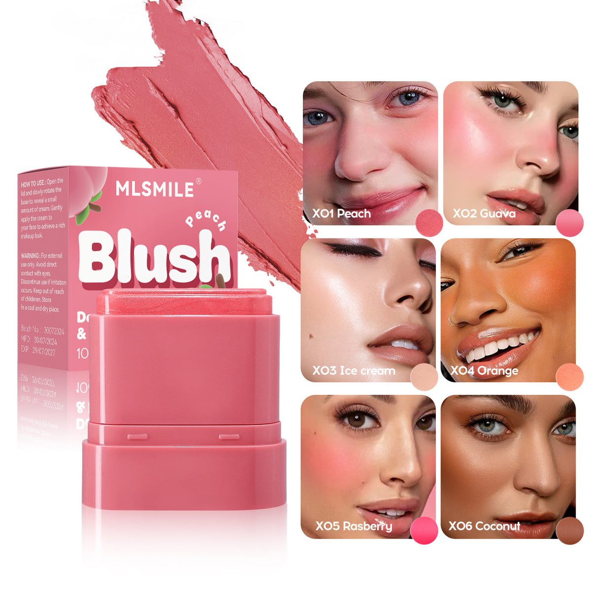 rubor y labial 2 en 1 tono durazno con acabado jugoso