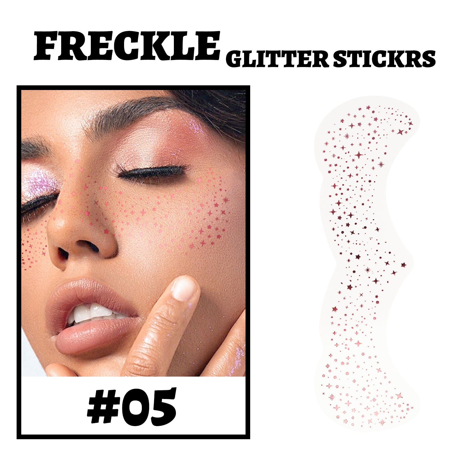 pecas temporales doradas aplicadas sobre maquillaje natural para look creativo