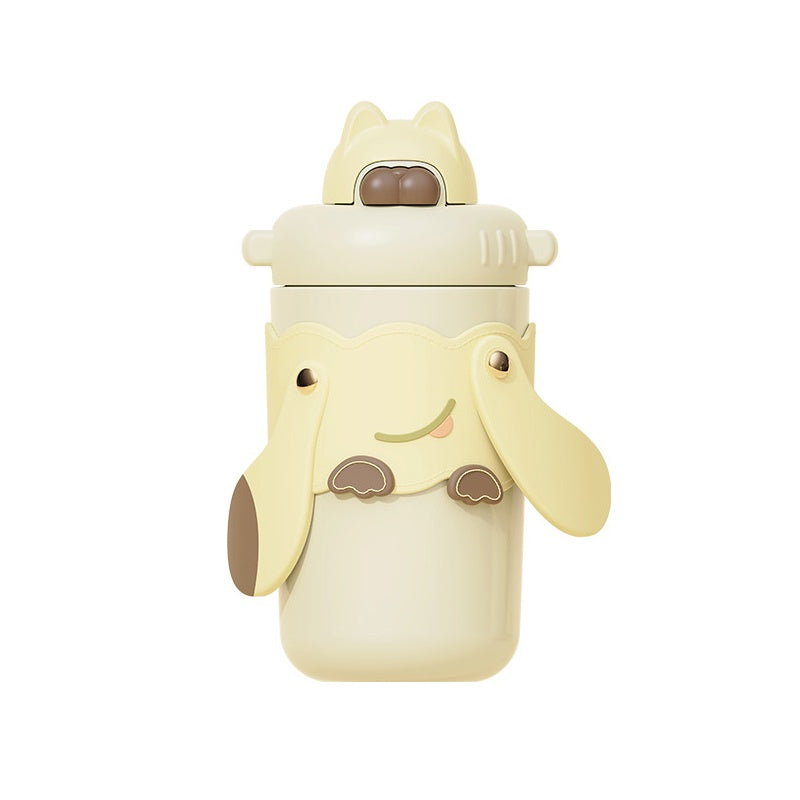 400ML Taza termo para ni?os de acero inoxidable con dibujos animados, taza con pajita para estudiantes (Personalizado)