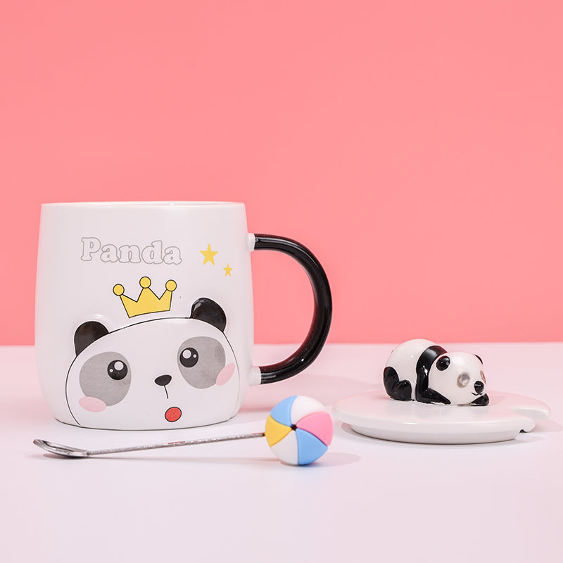 480ml Taza De Cerámica Panda De Dibujos Animados Con Cuchara (60 Pieces)(Personalización) - HOLY BOOK