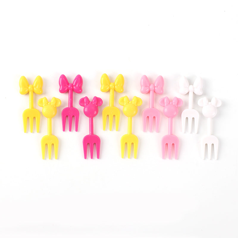 10 Piezas Palillos De Dientes De Mickey Para Ni?os Tenedor De Fruta De Dibujos Animados Tenedores De Resina Reutilizable (Personalizado)