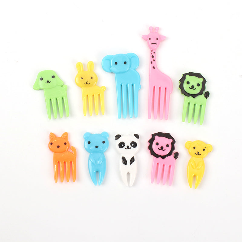 10 Piezas Tenedor De Fruta Animal De Dibujos Animados Tenedor De Resina Reutilizable Palillos De Dientes Para Ni?os (Personalizado)