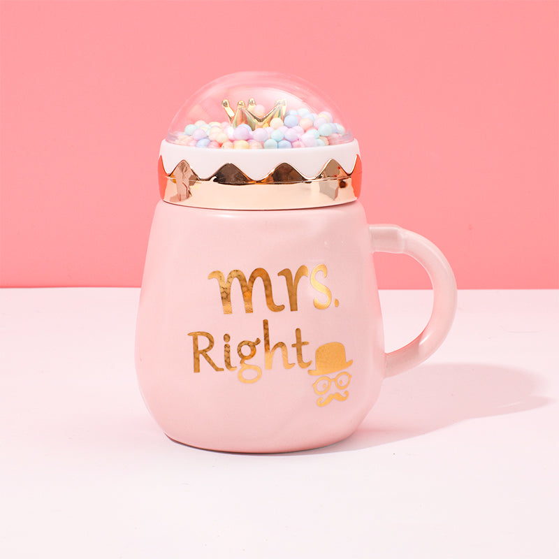 460 ml Taza De Pareja Taza De Agua De Cerámica Con Tapa (Personalizado)