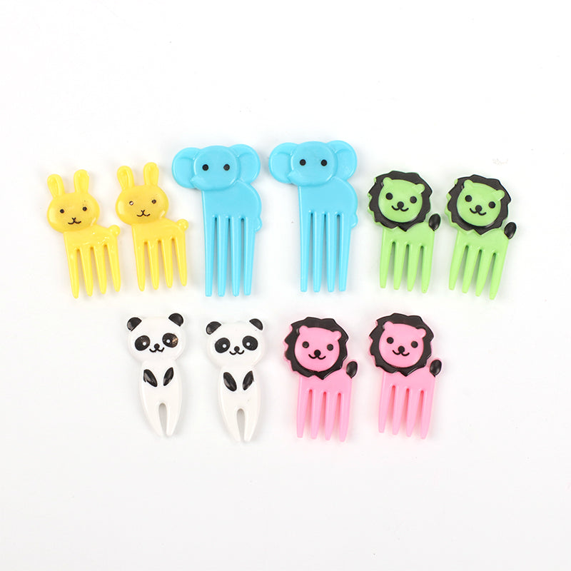 10 Piezas Tenedor De Fruta Animal De Dibujos Animados Tenedor De Resina Reutilizable Palillos De Dientes Para Ni?os (Personalizado)