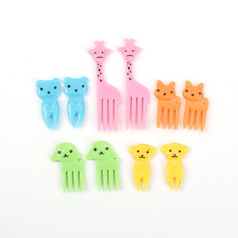 10 Piezas Tenedor De Fruta Animal De Dibujos Animados Tenedor De Resina Reutilizable Palillos De Dientes Para Ni?os (Personalizado)