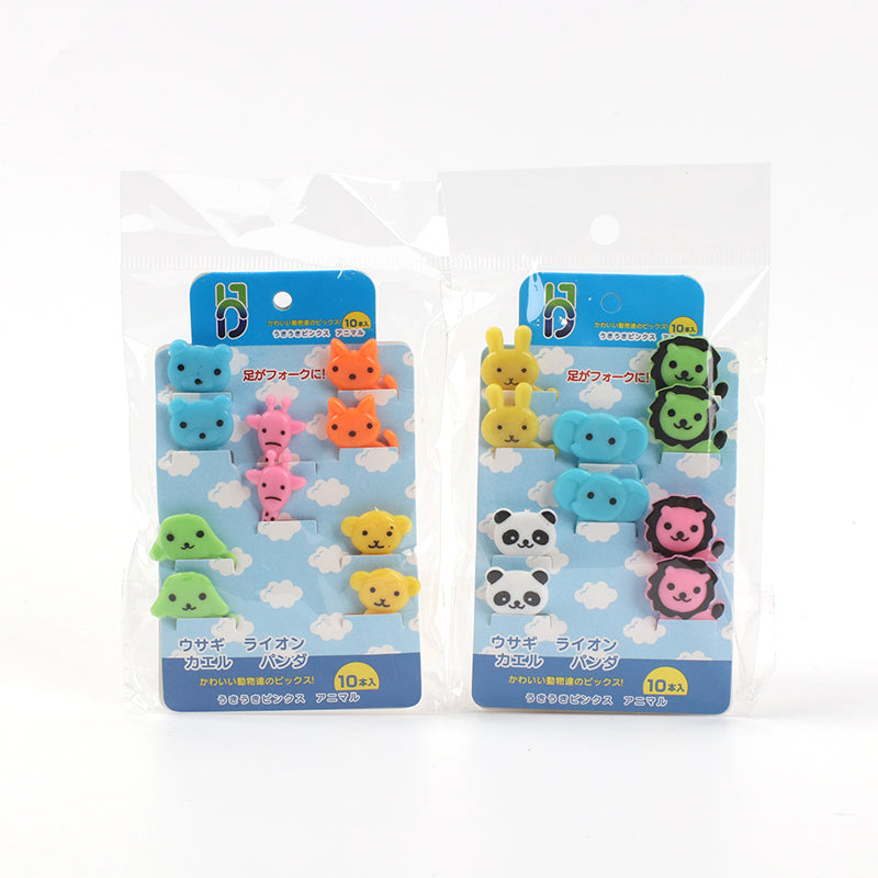 10 Piezas Tenedor De Fruta Animal De Dibujos Animados Tenedor De Resina Reutilizable Palillos De Dientes Para Ni?os (Personalizado)