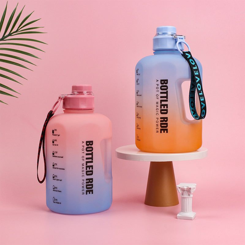 2.2L Botella Deportiva De Gran Capacidad Vaso De Agua De Plástico Degradado Con Asa Taza De Agua Inspiradora Escarchado (Personalizado)