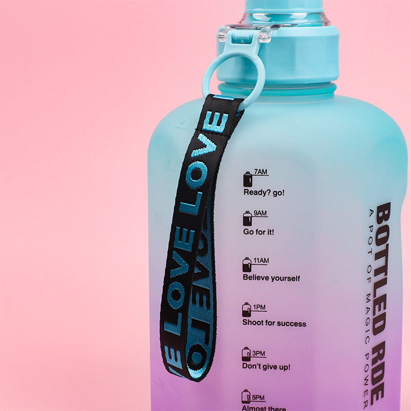 2.2L Botella Deportiva De Gran Capacidad Vaso De Agua De Plástico Degradado Con Asa Taza De Agua Inspiradora Escarchado (Personalizado)