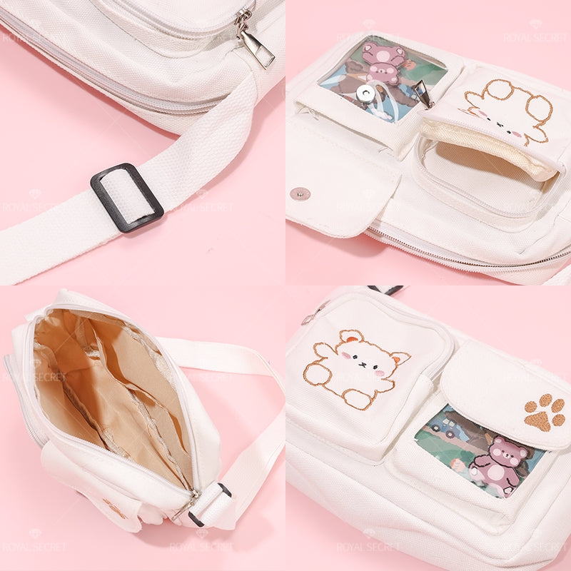 Mujer color sólido de un hombro bolsa cute cartoon bear crossbody bag(Mayoreo)