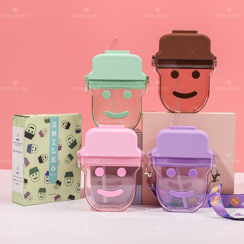 300ML Botella De Agua De Sonriente Con Tirantes Ajustables(Personalización) - HOLY BOOK