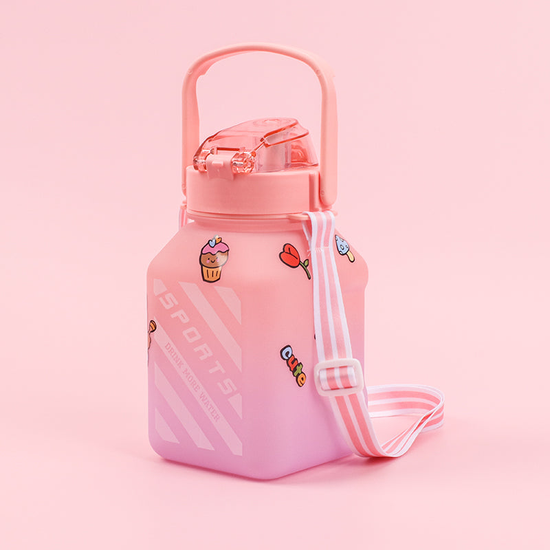 1500ML Botella De Agua Deportiva De Color Degradado Con Pegatina Vaso De Agua Inspiradora De Plástico (Personalizado)