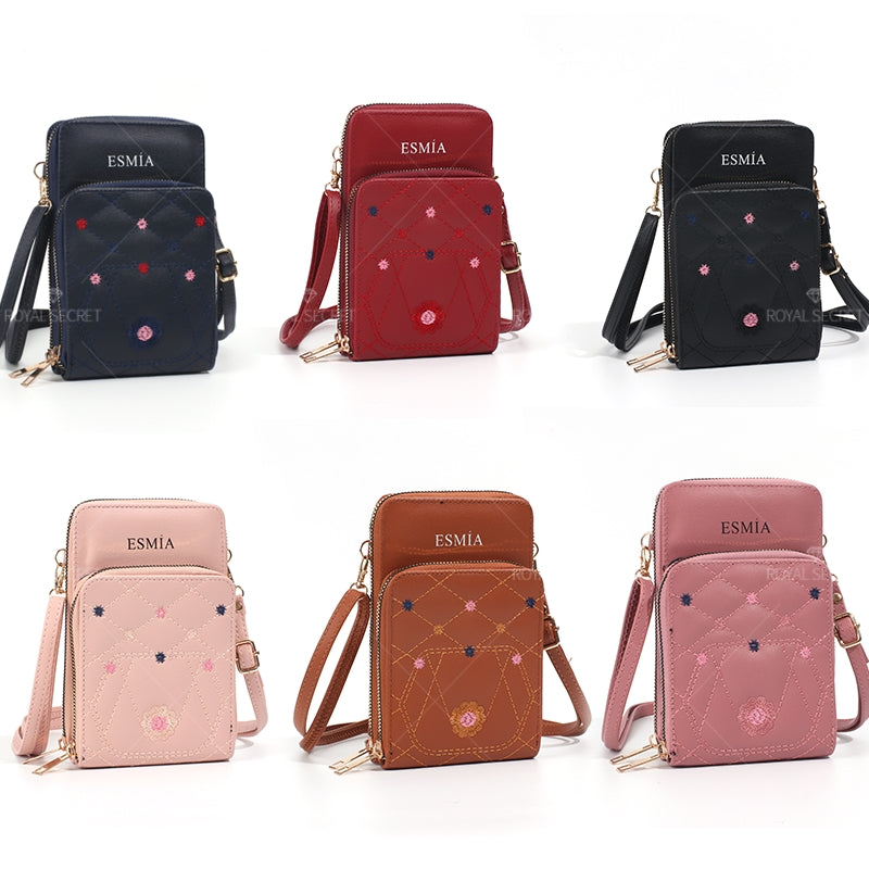 Bolso Del Teléfono Móvil Bolsa Cuadrada Con Bordado De Flores Bolsa De Mensajero(Mayoreo)