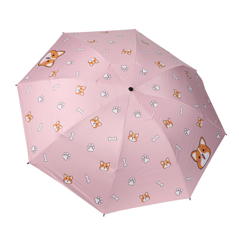 Paraguas Con Estampado De Cachorro Manual Plegable Paraguas De Estudiante Lindo Anti-ultravioleta Portátil Sombrilla (Personalizado)
