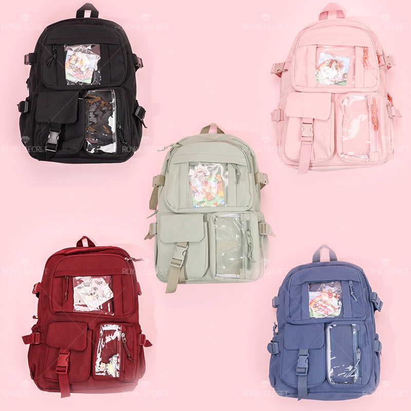 Mochila de gran capacidad para estudiantes Patchwork mochila Cartoon backpack(Mayoreo)