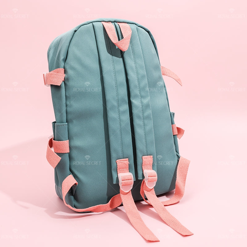 Mochila de estudiante de gran capacidad patchwork moda casual mochila de hombro(Mayoreo)
